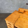 1950s Architects Desk With Hidden Flat File Drawer w/ Key
