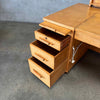 1950s Architects Desk With Hidden Flat File Drawer w/ Key