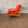 Vintage Mid Century Solid Wood Lounge Chair