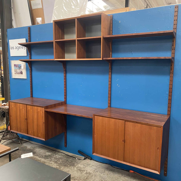Cado Wall Unit By Poul Cadovius 3-Bay Walnut Bookcase Desk
