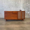 Mid Century Modern Walnut & Cane Credenza