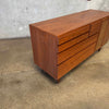 Mid Century Modern Walnut & Cane Credenza