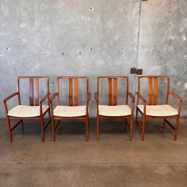 Set of Four Swedish Teak Arm Chairs By Dux