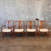 Set of Four Swedish Teak Arm Chairs By Dux