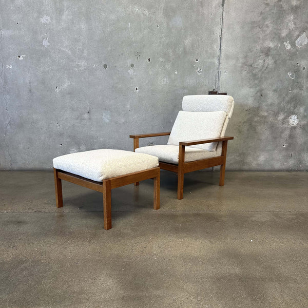 Scandinavian Hans Wegner Style Lounge Chair & Ottoman