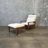 Scandinavian Hans Wegner Style Lounge Chair & Ottoman