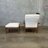 Scandinavian Hans Wegner Style Lounge Chair & Ottoman