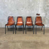 Set of Four Charlotte Perriand Chairs For Les Acres In Steel & Leather