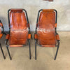 Set of Four Charlotte Perriand Chairs For Les Acres In Steel & Leather