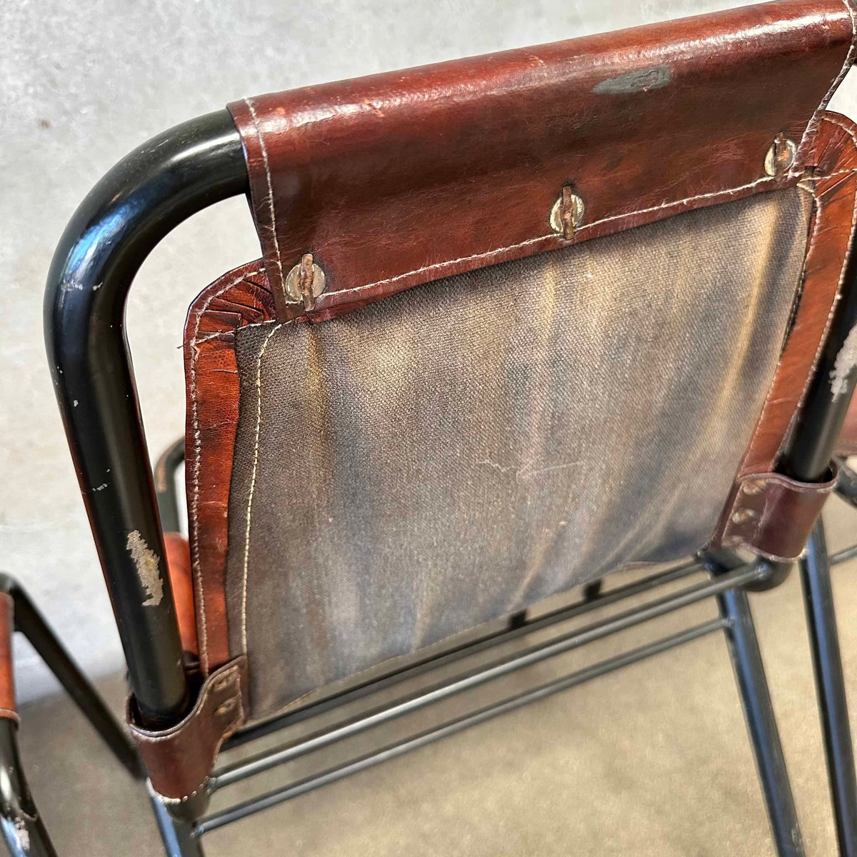 Set of Four Charlotte Perriand Chairs For Les Acres In Steel & Leather
