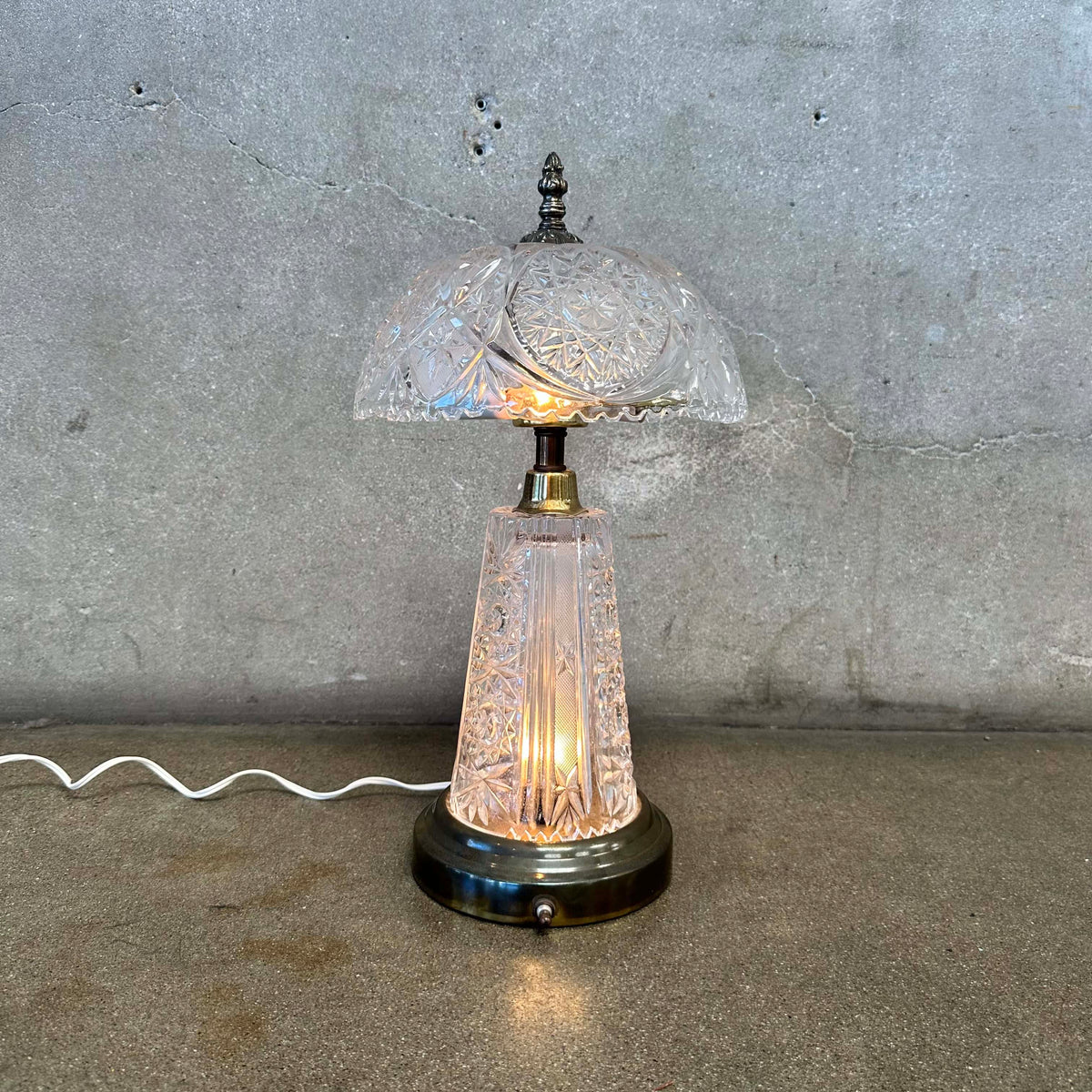 Pair of Cut Lead Crystal 1960s Italian Table Lamps - Working Condition
