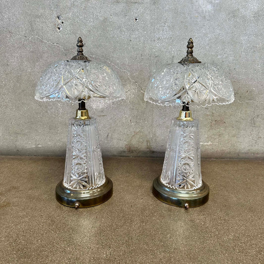 Pair of Cut Lead Crystal 1960s Italian Table Lamps - Working Condition