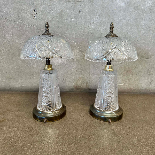 Pair of Cut Lead Crystal 1960s Italian Table Lamps - Working Condition