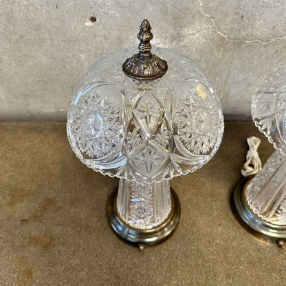 Pair of Cut Lead Crystal 1960s Italian Table Lamps - Working Condition