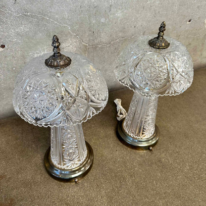 Pair of Cut Lead Crystal 1960s Italian Table Lamps - Working Condition