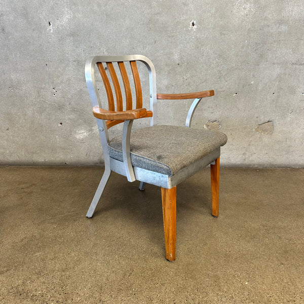 Art Deco Shaw Walker Aluminum & Wood Arm Chair - AS IS