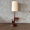 Mid Century Modern Laurel Walnut Floor Lamp With Table & Magazine Holder