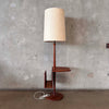 Mid Century Modern Laurel Walnut Floor Lamp With Table & Magazine Holder