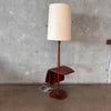 Mid Century Modern Laurel Walnut Floor Lamp With Table & Magazine Holder