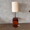 Mid Century Modern Laurel Walnut Floor Lamp With Table & Magazine Holder