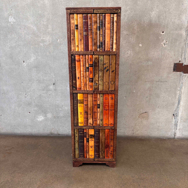 Italian Made Leather Faux Bookcase CD Holder With Hand & Scroll Handle
