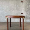 Mid Century Modern Brass & Walnut Inlay Round Dining Table