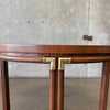 Mid Century Modern Brass & Walnut Inlay Round Dining Table