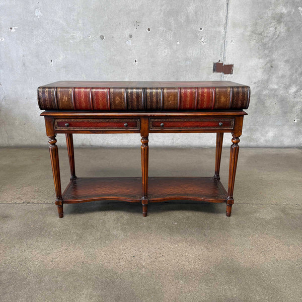Vintage Theodore Alexander Leather & Mahogany Console Table