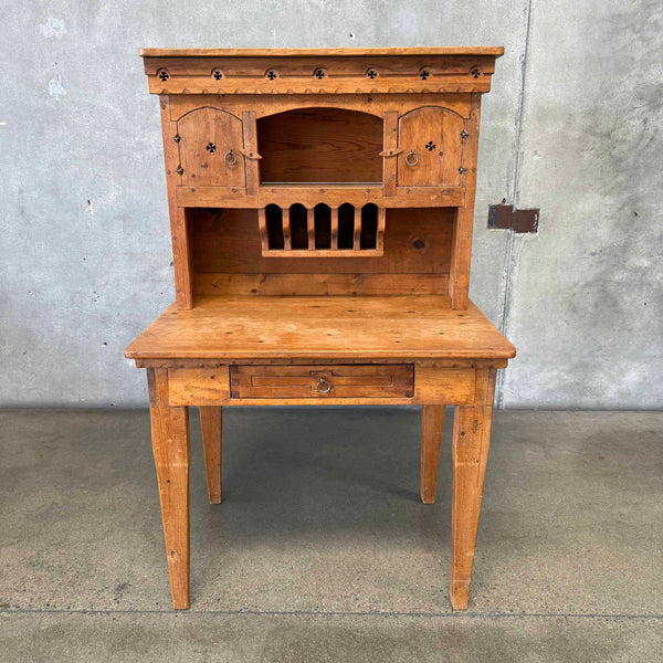 Solid Pine Primitive Desk With Secret Top Drawer