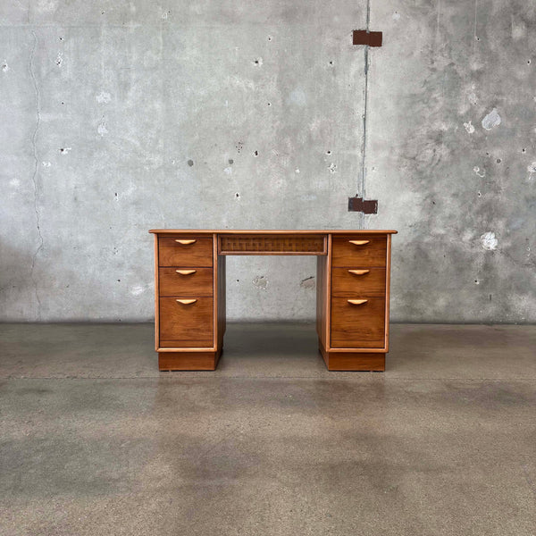 Mid Century Modern Desk By Lane Basket Weave Series