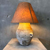 Archaic Water Jar Vintage Stoneware Lamp with Original Shade