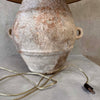 Archaic Water Jar Vintage Stoneware Lamp with Original Shade