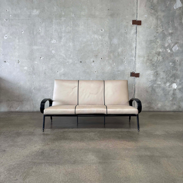1950's Ironwood & Leather Sofa