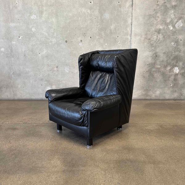 Vintage Black Leather Lounge Chair By Franz-Josef Schulte For De Sede