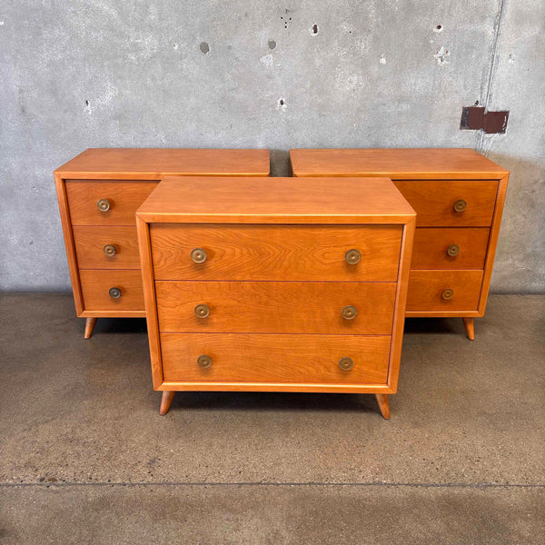 Set of Three 1950's Birch Three Drawer Dressers