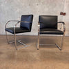 Pair of Chrome Chairs w Leather Cushions Designed by Ludwig Mies Van Der Rohe