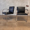 Pair of Chrome Chairs w Leather Cushions Designed by Ludwig Mies Van Der Rohe
