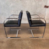 Pair of Chrome Chairs w Leather Cushions Designed by Ludwig Mies Van Der Rohe