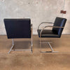 Pair of Chrome Chairs w Leather Cushions Designed by Ludwig Mies Van Der Rohe