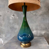 Mid Century Modern Blue & Green Ceramic Drip Glaze Lamp