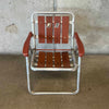 Vintage Aluminum & Redwood Folding Child's Slatted Camping Lawn Chair