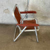 Vintage Aluminum & Redwood Folding Child's Slatted Camping Lawn Chair