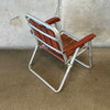Vintage Aluminum & Redwood Folding Child's Slatted Camping Lawn Chair