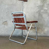 Vintage Aluminum & Redwood Folding Child's Slatted Camping Lawn Chair