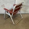 Vintage Aluminum & Redwood Folding Child's Slatted Camping Lawn Chair
