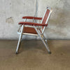 Vintage Aluminum & Redwood Folding Child's Slatted Camping Lawn Chair