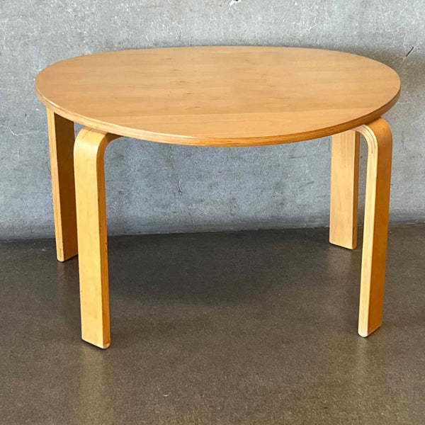 Mid Century Modern Guitar Pick Light Wood Coffee Table With Four Bentwood Legs