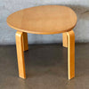 Mid Century Modern Guitar Pick Light Wood Coffee Table With Four Bentwood Legs