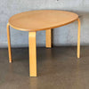 Mid Century Modern Guitar Pick Light Wood Coffee Table With Four Bentwood Legs