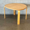 Mid Century Modern Guitar Pick Light Wood Coffee Table With Four Bentwood Legs